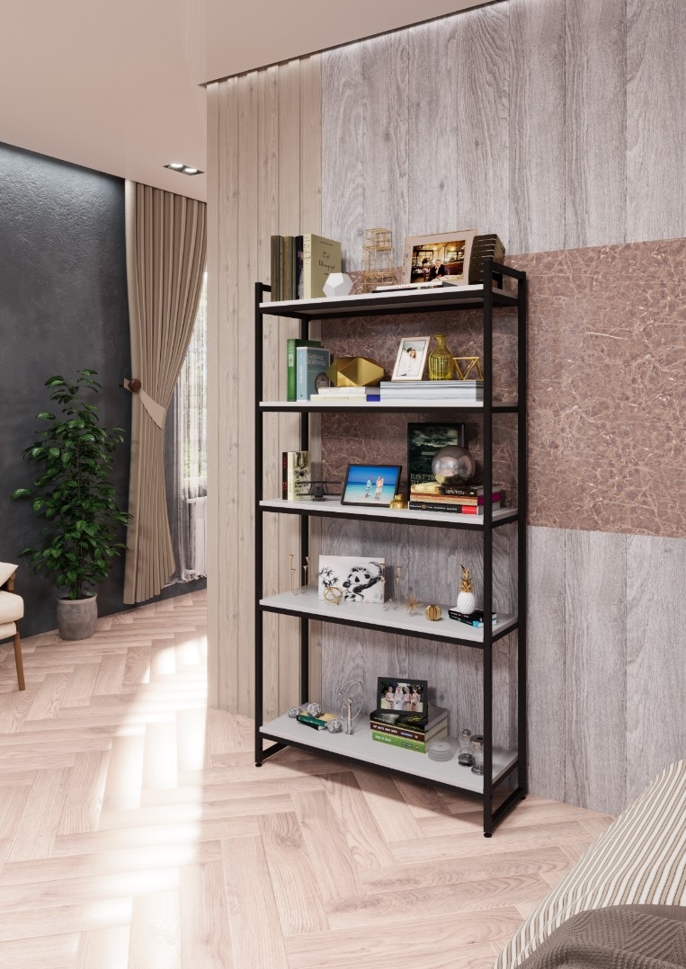 Стеллаж с полками PORTA ПБ-1709Ч, 170 × 89 × 30 см, 5 полок — ЛДСП, белый